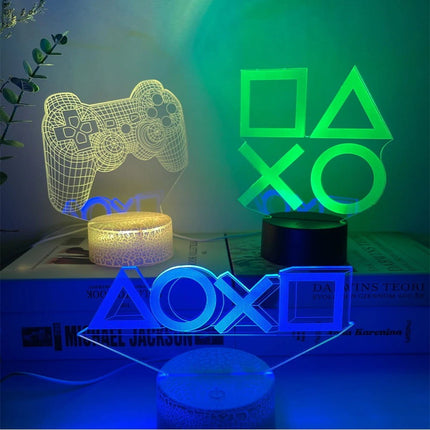 Lampka nocna LED 3D Symbole PlayStation – pilot, USB – zdjęcie produktu
