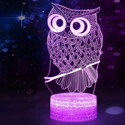 Lampka nocna LED 3D Sowa – pilot, 16 kolorów, USB – zdjęcie produktu
