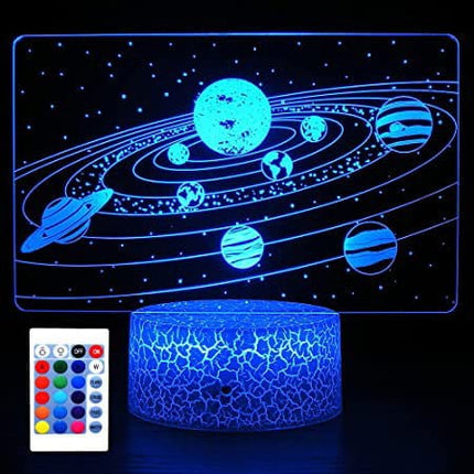 Lampka nocna LED 3D Galaktyka i planety – pilot, USB – zdjęcie produktu