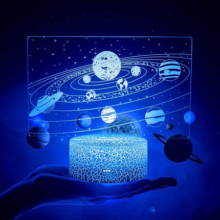 Lampka nocna LED 3D Galaktyka i planety – pilot, USB – zdjęcie produktu