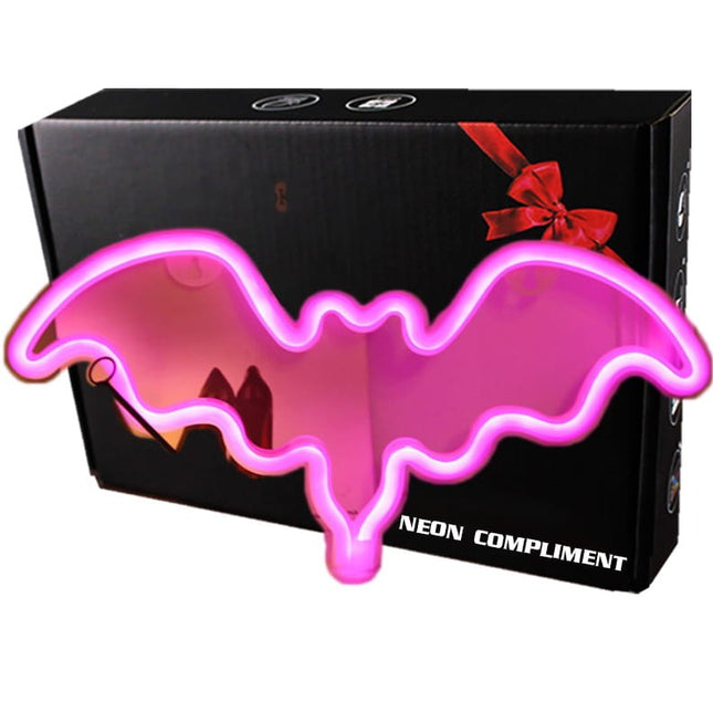 Neon LED Nietoperz na ścianę – 35 × 15 cm, USB/baterie – zdjęcie produktu