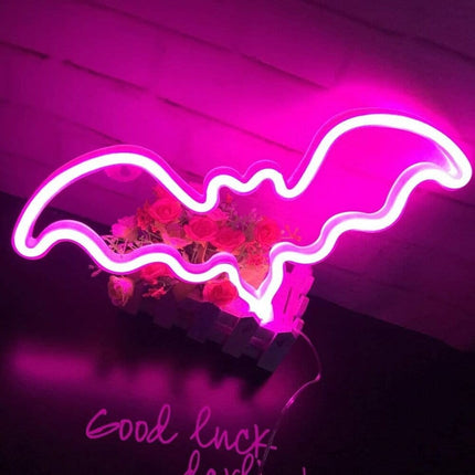 Neon LED Nietoperz na ścianę – 35 × 15 cm, USB/baterie – zdjęcie produktu