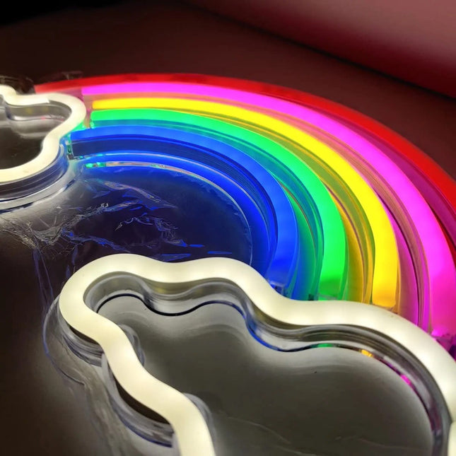 Neon LED Tęcza i chmura na ścianę – 40 × 20 cm, USB – zdjęcie produktu