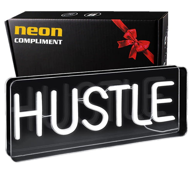 Neon LED Hustle na ścianę – 50 × 12 cm, USB – zdjęcie produktu