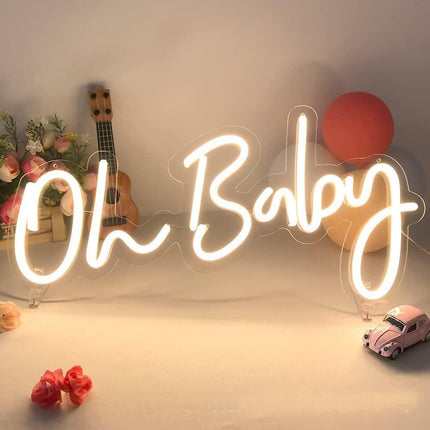 Neon LED Oh Baby na ścianę – 32 × 16 cm, USB/baterie – zdjęcie produktu