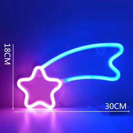 Neon LED Niebieski meteor na ścianę – USB/baterie – zdjęcie produktu