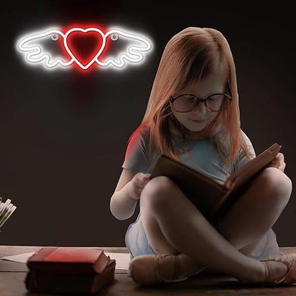 Neon LED Anielskie serce na ścianę – USB/baterie – zdjęcie produktu