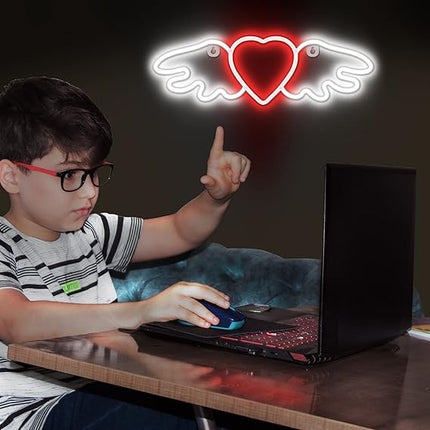 Neon LED Anielskie serce na ścianę – USB/baterie – zdjęcie produktu