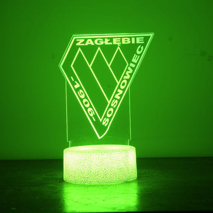 Lampka nocna LED 3D Zagłębie Sosnowiec – pilot, 16 kolorów, USB – zdjęcie produktu