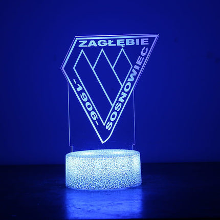 Lampka nocna LED 3D Zagłębie Sosnowiec – pilot, 16 kolorów, USB – zdjęcie produktu