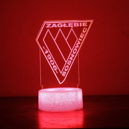 Lampka nocna LED 3D Zagłębie Sosnowiec – pilot, 16 kolorów, USB – zdjęcie produktu