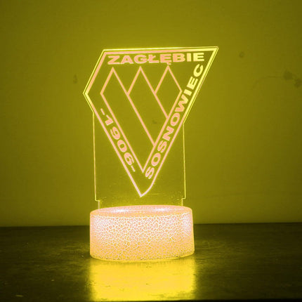 Lampka nocna LED 3D Zagłębie Sosnowiec – pilot, 16 kolorów, USB – zdjęcie produktu
