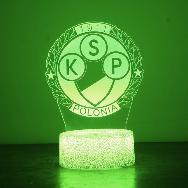 Lampka nocna LED 3D Polonia Warszawa – pilot, 16 kolorów, USB – zdjęcie produktu