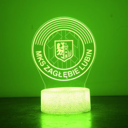 Lampka nocna LED 3D Zagłębie Lubin – pilot, 16 kolorów, USB – zdjęcie produktu