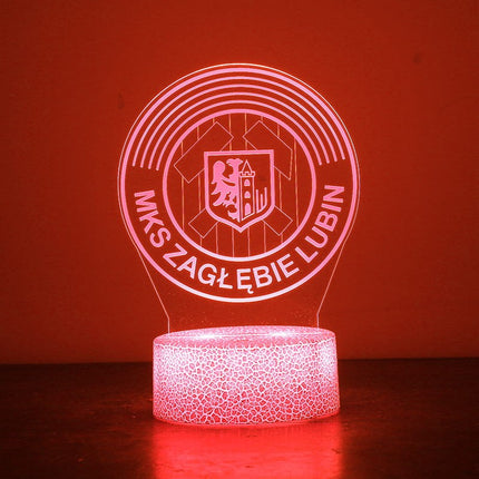 Lampka nocna LED 3D Zagłębie Lubin – pilot, 16 kolorów, USB – zdjęcie produktu
