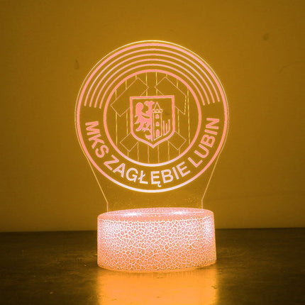 Lampka nocna LED 3D Zagłębie Lubin – pilot, 16 kolorów, USB – zdjęcie produktu