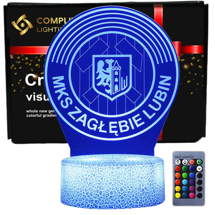 Lampka nocna LED 3D Zagłębie Lubin – pilot, 16 kolorów, USB – zdjęcie produktu