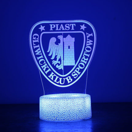 Lampka nocna LED 3D Piast Gliwice – pilot, 16 kolorów, USB – zdjęcie produktu