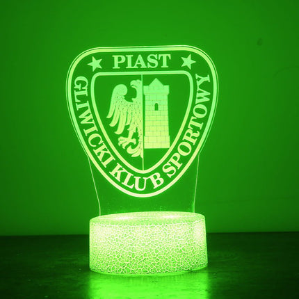 Lampka nocna LED 3D Piast Gliwice – pilot, 16 kolorów, USB – zdjęcie produktu