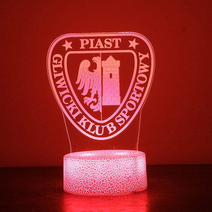 Lampka nocna LED 3D Piast Gliwice – pilot, 16 kolorów, USB – zdjęcie produktu