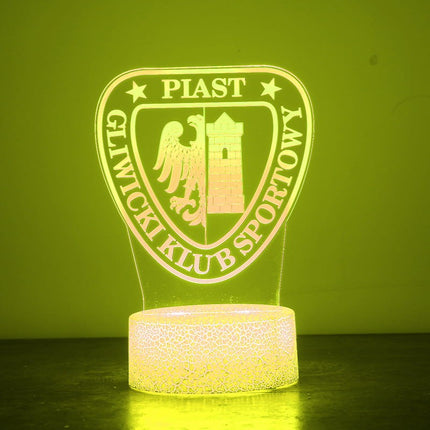 Lampka nocna LED 3D Piast Gliwice – pilot, 16 kolorów, USB – zdjęcie produktu