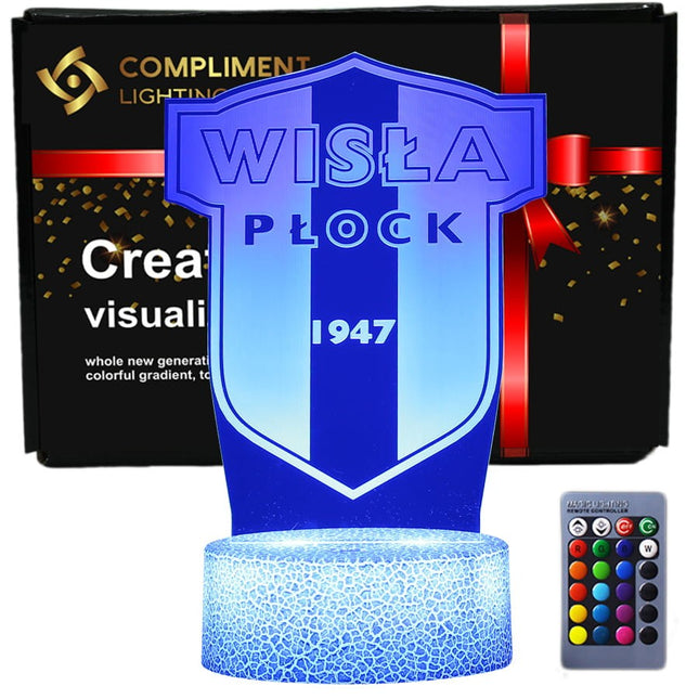 Lampka nocna LED 3D Wisła Płock – pilot, 16 kolorów, USB – zdjęcie produktu