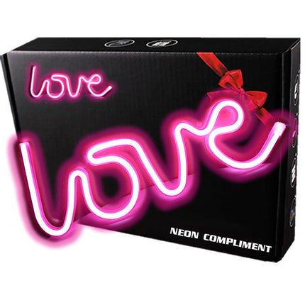 Neon LED LOVE – różowy na ścianę – 35 × 13 cm, USB/baterie – zdjęcie produktu
