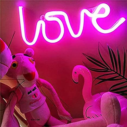 Neon LED LOVE – różowy na ścianę – 35 × 13 cm, USB/baterie – zdjęcie produktu