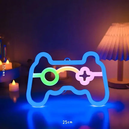 Neon LED Gamepad – 26 cm na ścianę – 26 × 17,5 cm, USB/baterie – zdjęcie produktu