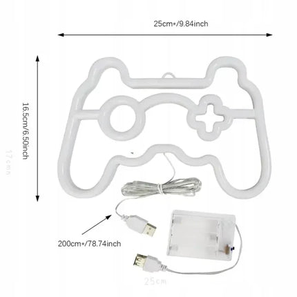 Neon LED Gamepad – 26 cm na ścianę – 26 × 17,5 cm, USB/baterie – zdjęcie produktu