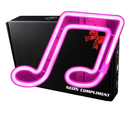 Neon LED Różowa nuta na ścianę – 21 × 20 cm, USB/baterie – zdjęcie produktu