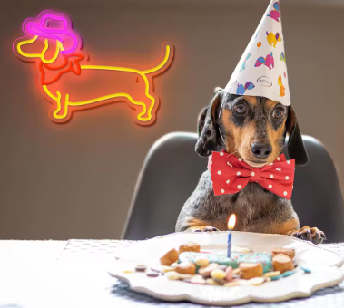 Neon LED Pies w kapeluszu na ścianę – USB – zdjęcie produktu