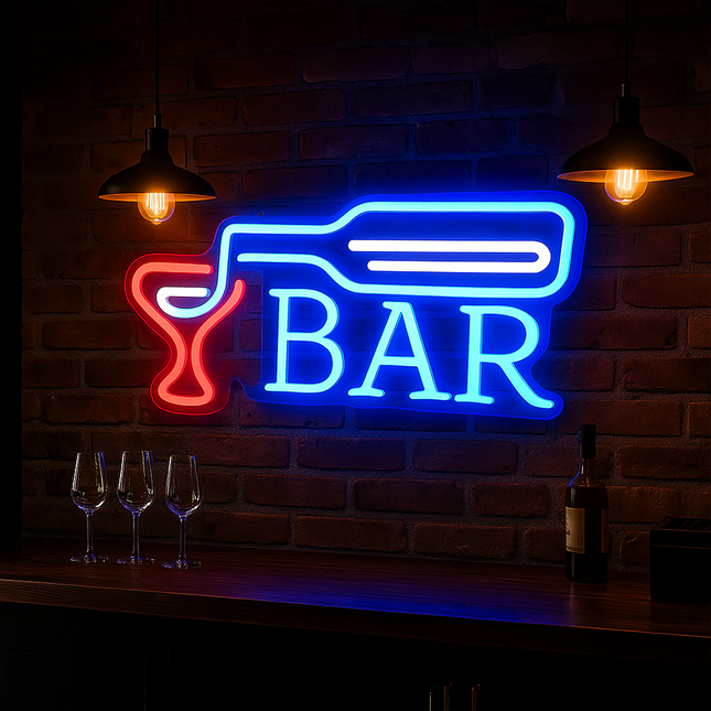 Neon LED Wódka BAR na ścianę – 41 × 16 cm, USB – zdjęcie produktu