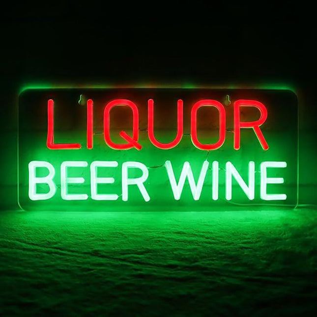 Neon LED Liquor Beer Wine na ścianę – 41 × 18 cm, USB/baterie – zdjęcie produktu