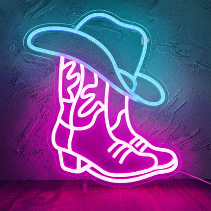 Neon LED Kowbojskie buty na ścianę – USB – zdjęcie produktu