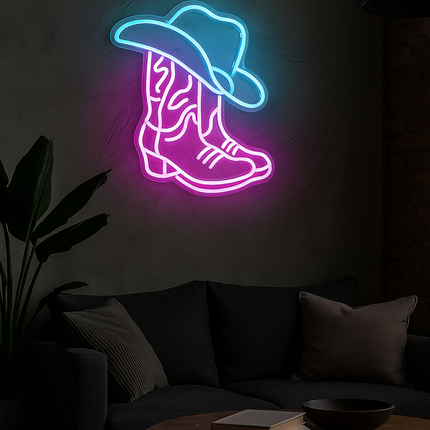 Neon LED Kowbojskie buty na ścianę – USB – zdjęcie produktu