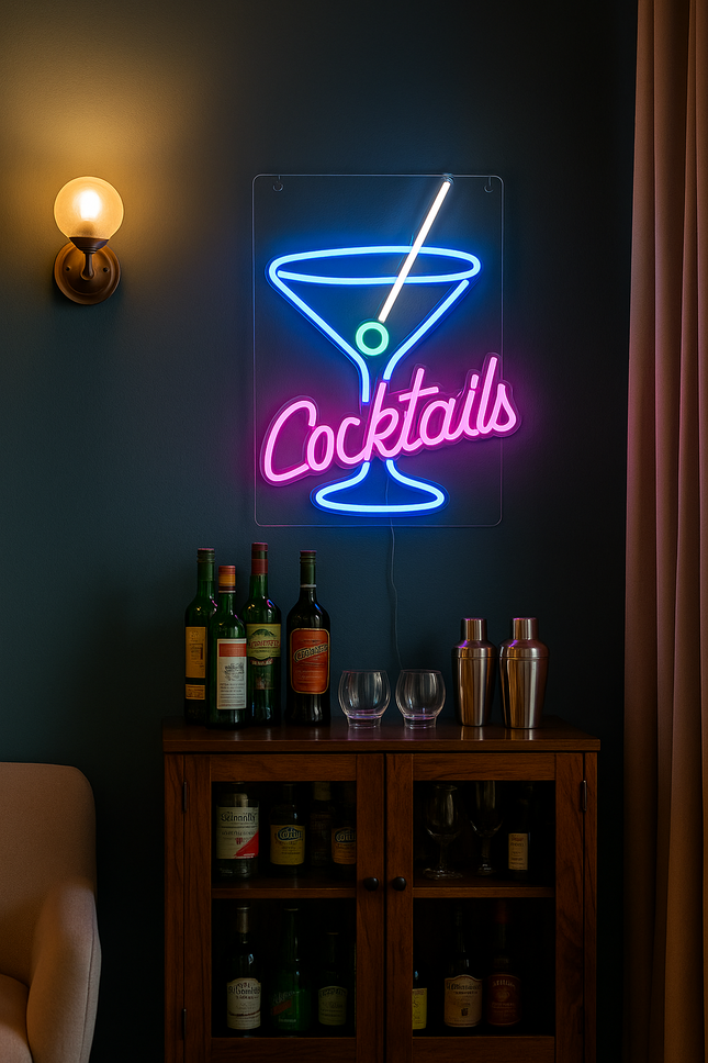 Neon LED Cocktail na ścianę – USB/baterie – zdjęcie produktu
