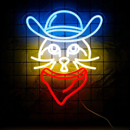 Neon LED Kot z szalikiem na ścianę – USB – zdjęcie produktu