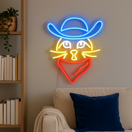 Neon LED Kot z szalikiem na ścianę – USB – zdjęcie produktu