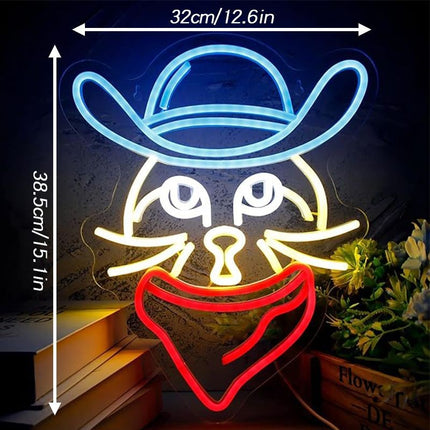 Neon LED Kot z szalikiem na ścianę – USB – zdjęcie produktu