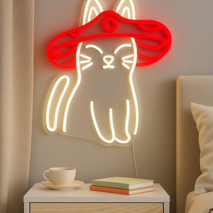 Neon LED Kot kowboj na ścianę – USB – zdjęcie produktu