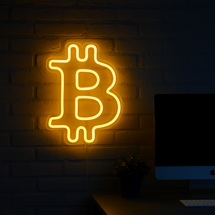 Neon LED Bitcoin – 60 cm na ścianę – ok. 60 cm (wymiar podany w nazwie), USB – zdjęcie produktu