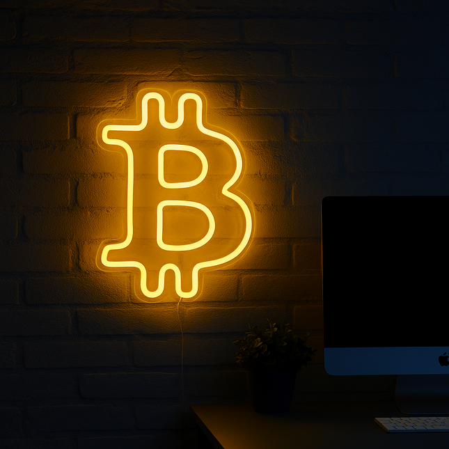 Neon LED Bitcoin – 60 cm na ścianę – ok. 60 cm (wymiar podany w nazwie), USB – zdjęcie produktu