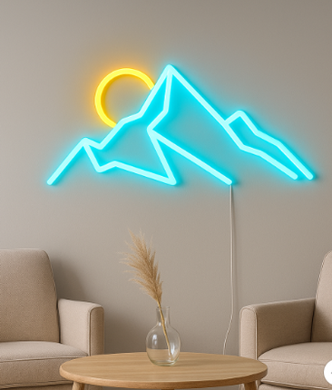 Neon LED Góry i słońce na ścianę – USB – zdjęcie produktu
