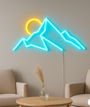 Neon LED Góry i słońce na ścianę – USB – zdjęcie produktu