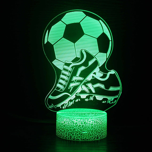 Lampka nocna LED 3D Korki piłkarskie – pilot, 16 kolorów, USB – zdjęcie produktu