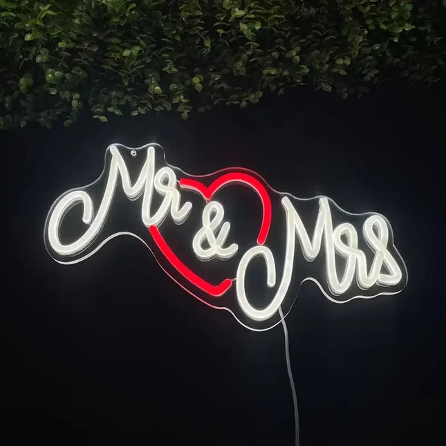 Neon LED Mr & Mrs na ścianę – USB – zdjęcie produktu
