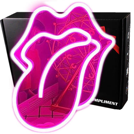 Neon LED Usta z językiem na ścianę – 27 × 27 cm, USB/baterie – zdjęcie produktu