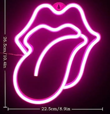 Neon LED Usta z językiem na ścianę – 27 × 27 cm, USB/baterie – zdjęcie produktu