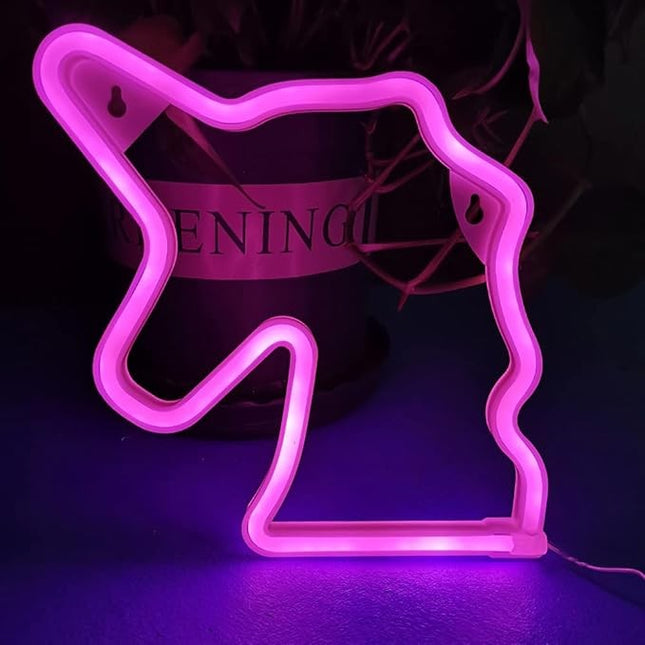 Neon LED Różowy jednorożec na ścianę – 22 × 19 cm, USB/baterie – zdjęcie produktu